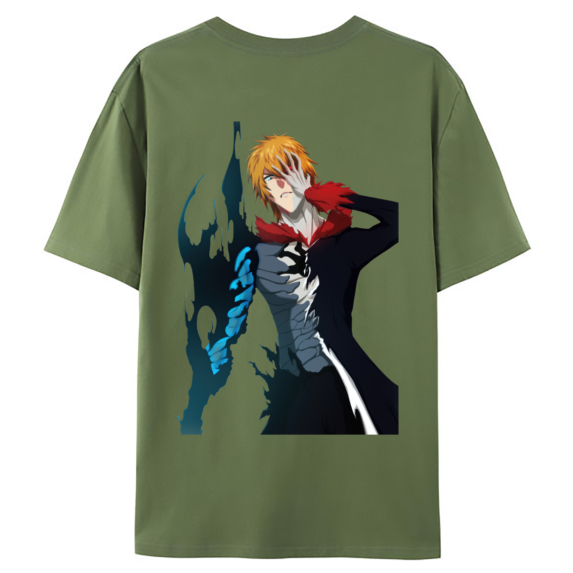 （画像用） ブリーチ 黒崎一護（くろさき いちご）BLEACH Kurosaki Ichigo 綿100％ メンズ半袖Tシャツ（バックプリント） 通気性